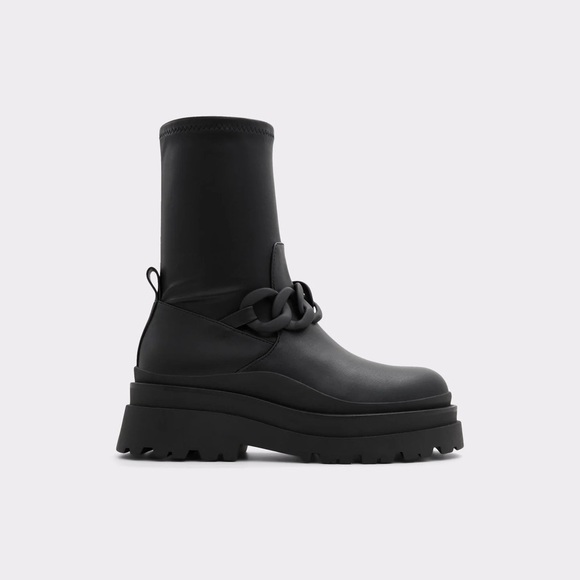 Aldo Shoes - ALDO Grandiose Boots – Sleek Black Platform with Chain Detail